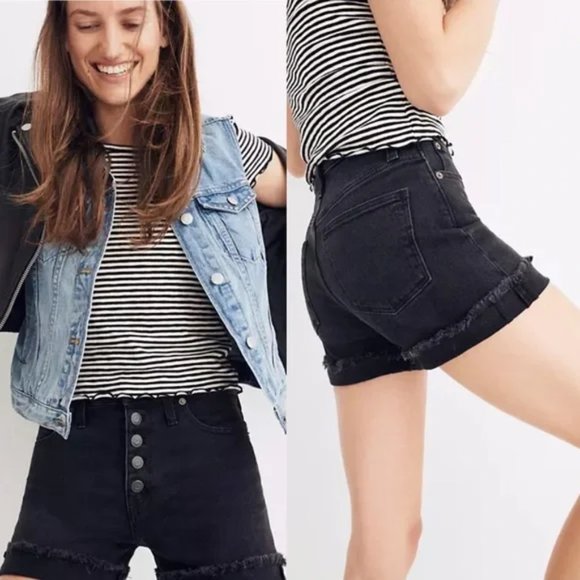 Madewell Pants - Madewell High-Rise Denim Boyshorts Faded Black 26